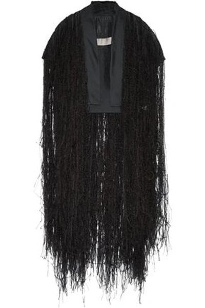 Rick Owens Silk-organza And Feather Vest In Black