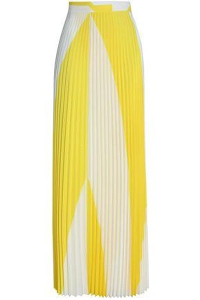 Haider Ackermann Woman Two-tone Pleated Crepe De Chine Maxi Wrap Skirt Yellow