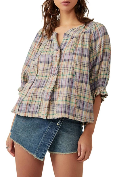 Free People Lucy Plaid Swing Shirt In Multi