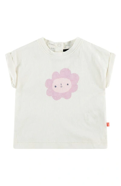 Babyface Babies' Flower Graphic Cotton T-shirt In Ivory