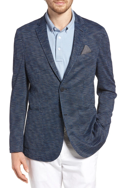 Vince Camuto Houndstooth Slim Fit Performance Mesh Blazer In Navy Print