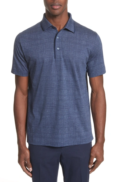 Canali Cotton Polo Shirt In Navy