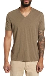 John Varvatos Slim Fit Slubbed V-neck T-shirt In Sage