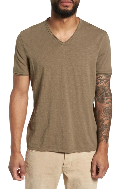 John Varvatos Slim Fit Slubbed V-neck T-shirt In Sage