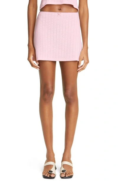 Paloma Wool Bow-detail Pointelle-knit Skirt In Pink