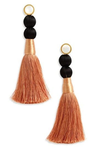 Lizzie Fortunato Modern Craft Pearl Tassel Earrings In Rose