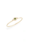 Ef Collection Evil Eye Diamond & Tsavorite Stack Ring In Yellow Gold/ Tsavorite