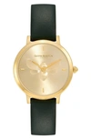 Olivia Burton Women's Ultra Slim Bee Green Leather Watch 28mm In Gold/green