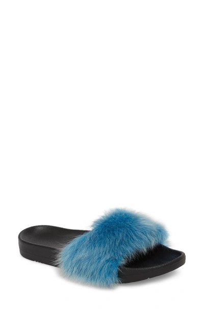 Ugg Royale Genuine Shearling Slide Sandal In Enamel Blue