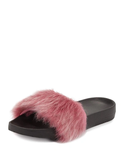 Ugg Royale Toscana Fur Pool Slides, Pink In Bramble Berry