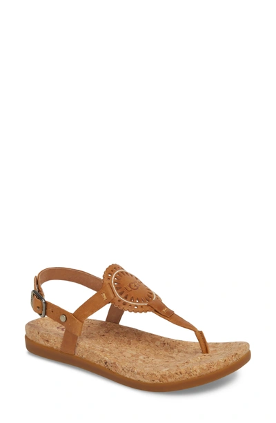 Ugg Ayden Ii T-strap Sandal In Almond Leather