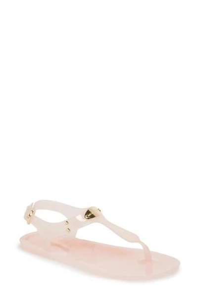 Michael Michael Kors Logo Plate Clear Sandal In Soft Pink