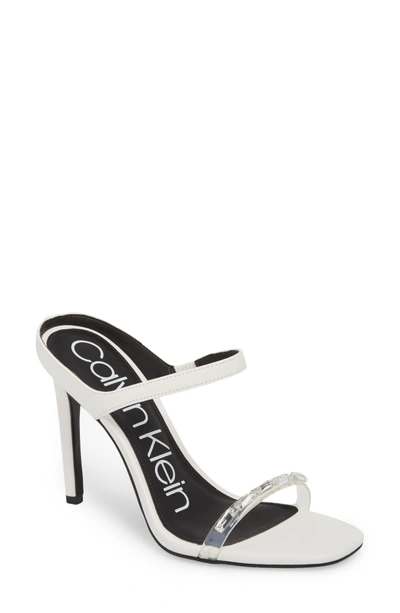 Calvin Klein Dala Strappy Mule In Platinum White Leather ModeSens