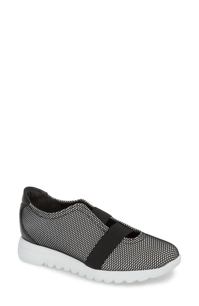 Munro Alta Slip-on Sneaker In Black/ White Fabric