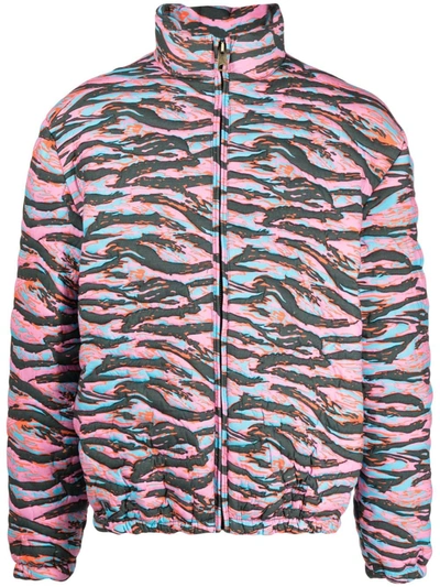 Erl Printed Quilted Puffer In Pink Rave Camouflage