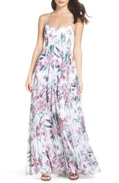 Fame And Partners Khoo Floral Gown In Azalea Pastel Floral