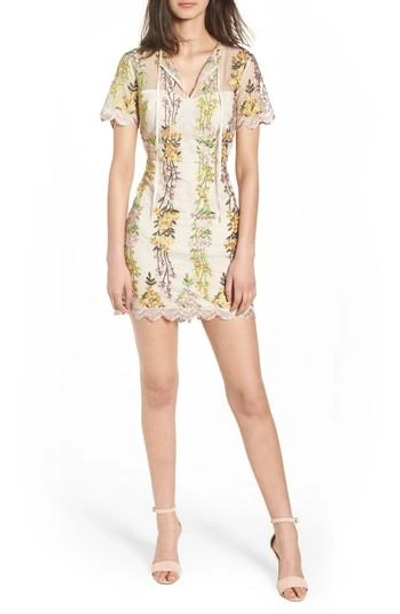 Cupcakes And Cashmere Gram Embroidered Minidress In Soft Beige