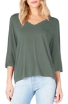 Michael Stars Slit Sleeve V-neck Tee In Basil