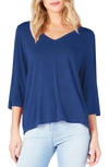 Michael Stars Slit Sleeve V-neck Tee In Marina