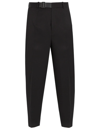 Jil Sander Pier S.15 Belt-detail Cropped Wool Trousers In Black