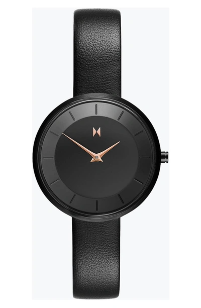 Mvmt Mod Leather Strap Watch, 32mm In Black