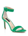 Aqua Women's Seven Suede High Heel Ankle Strap Sandals - 100% Exclusive In Green