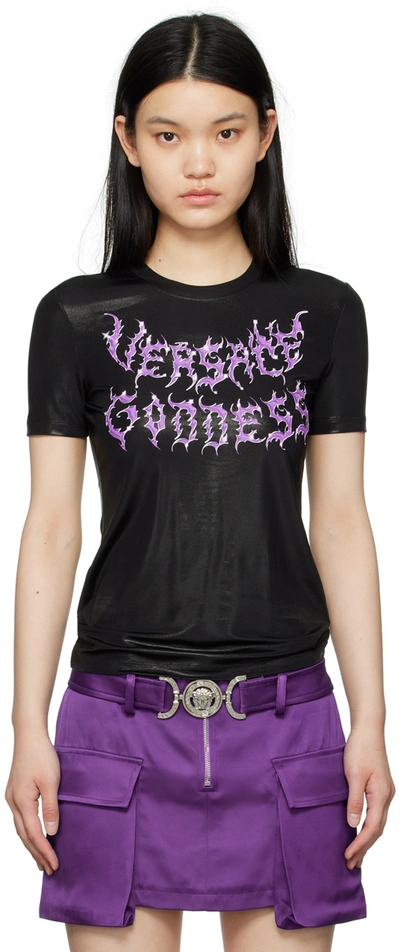 Versace Dark Goddess T-shirt In Black Purple (black)