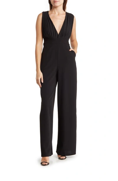 Love By Design Aster Deep V-neck Jumpsuit In Black