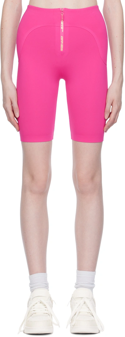Off-white Fuchsia Shorts With Logo And Zip