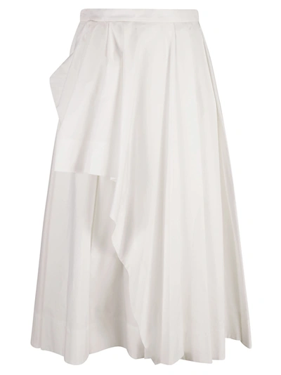 Alexander Mcqueen Asymmetric Draped Skirt In White