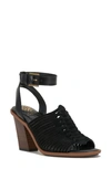 Vince Camuto Frenela Ankle-strap Woven City Sandals In Black Leather