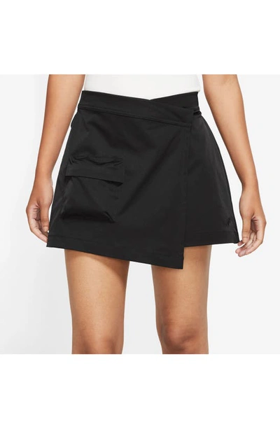 Nike Faux Wrap Skort In Black/ Black