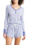 Honeydew Intimates Knit Long Sleeve Short Pajamas In Dusk Gingham