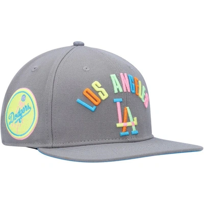 Pro Standard Gray Los Angeles Dodgers Washed Neon Snapback Hat