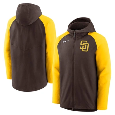 Nike Men's Brown, Gold San Diego Padres Authentic Collection Full-zip Hoodie Performance Jacket In Brown,gold