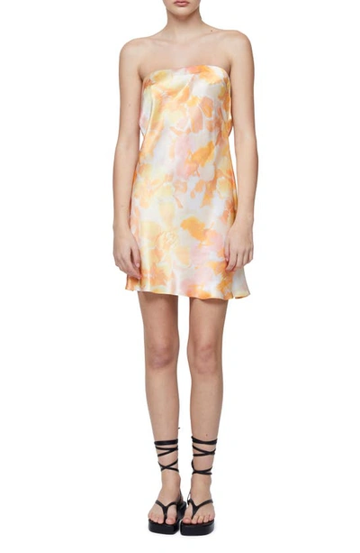 Bec & Bridge Indi Floral Strapless Satin Dress In Floral Haze