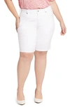 Nydj Briella Floral Print Bermuda Shorts In Optic White