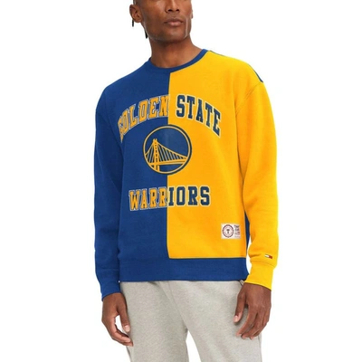 Tommy Jeans Men's  Royal, Yellow Golden State Warriors Keith Split Pullover Sweatshirt In Royal,yellow