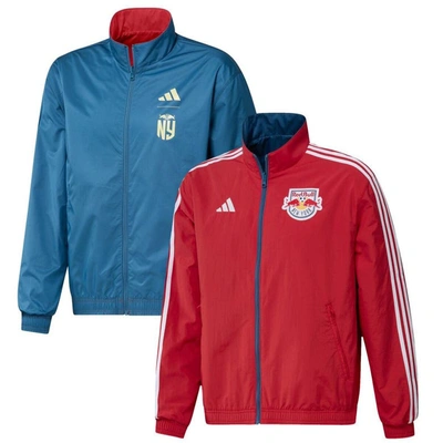 Adidas Originals Men's Adidas Red And Gray New York Red Bulls 2023 On-field Anthem Full-zip Reversible Team Jacket In Red,gray