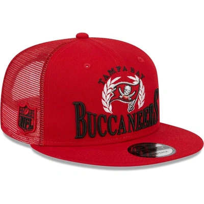New Era Red Tampa Bay Buccaneers Collegiate Trucker 9fifty Snapback Hat
