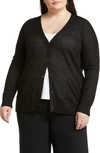 Nordstrom Linen Blend Cardigan In Black