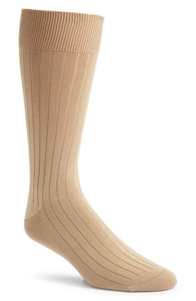 Pantherella Pembrey Solid Dress Socks In Light Khaki