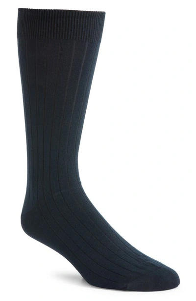 Pantherella Pembrey Solid Dress Socks In Navy