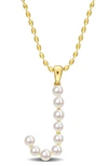 Delmar 3.5-4mm Freshwater Cultured Pearl Initial Pendant Necklace In Gold-j