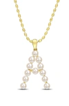 Delmar 3.5-4mm Freshwater Cultured Pearl Initial Pendant Necklace In Gold-a