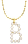 Delmar 3.5-4mm Freshwater Cultured Pearl Initial Pendant Necklace In Gold-b