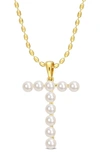 Delmar 3.5-4mm Freshwater Cultured Pearl Initial Pendant Necklace In Gold-t