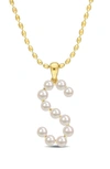 Delmar 3.5-4mm Freshwater Cultured Pearl Initial Pendant Necklace In Gold-s