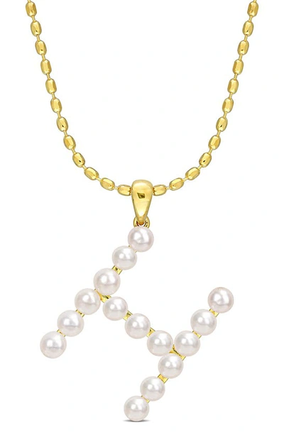 Delmar 3.5-4mm Freshwater Cultured Pearl Initial Pendant Necklace In Gold-h