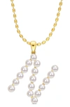 Delmar 3.5-4mm Freshwater Cultured Pearl Initial Pendant Necklace In Gold-n